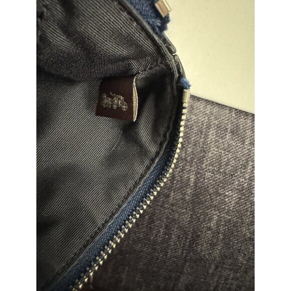 COACH Metallic Denim Dark Blue Corner Zip Wristlet Pouch Wallet OC30 - Picture 4 of 4